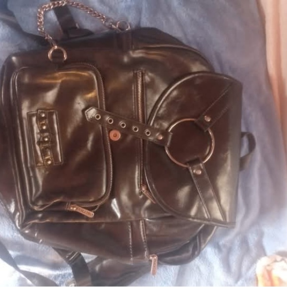 Black Leather Backpack